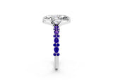 White gold Marquise Cut Diamond Side Stone Solitaire Ring with Round with Tanzanite side stone and Four-Prong Setting_2
