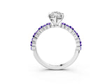 White gold Marquise Cut Diamond Side Stone Solitaire Ring with Round with Tanzanite side stone and Four-Prong Setting_21