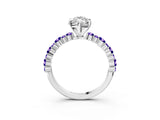 White gold Marquise Cut Diamond Side Stone Solitaire Ring with Round with Tanzanite side stone and Four-Prong Setting_3