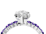 White gold Marquise Cut Diamond Side Stone Solitaire Ring with Round with Tanzanite side stone and Four-Prong Setting_4