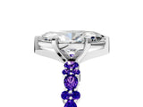 White gold Marquise Cut Diamond Side Stone Solitaire Ring with Round with Tanzanite side stone and Four-Prong Setting_5