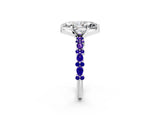 White gold Marquise Cut Diamond Side Stone Solitaire Ring with Round with Tanzanite side stone and Four-Prong Setting_8