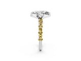White gold Marquise Cut Diamond Side Stone Solitaire Ring with Round with Yellow Sapphire side stone and Four-Prong Setting_2