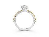 White gold Marquise Cut Diamond Side Stone Solitaire Ring with Round with Yellow Sapphire side stone and Four-Prong Setting_3