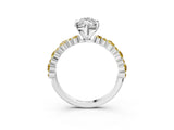 White gold Marquise Cut Diamond Side Stone Solitaire Ring with Round with Yellow Sapphire side stone and Four-Prong Setting_3