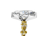White gold Marquise Cut Diamond Side Stone Solitaire Ring with Round with Yellow Sapphire side stone and Four-Prong Setting_5