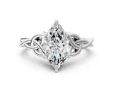 White gold Marquise Cut Diamond Solitaire Celtic Knot Ring with Four-Prong Setting_95