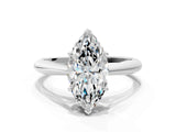 White gold Marquise Cut Diamond Solitaire Engagement Ring with Cathedral Setting and Four-Prong Mount_305