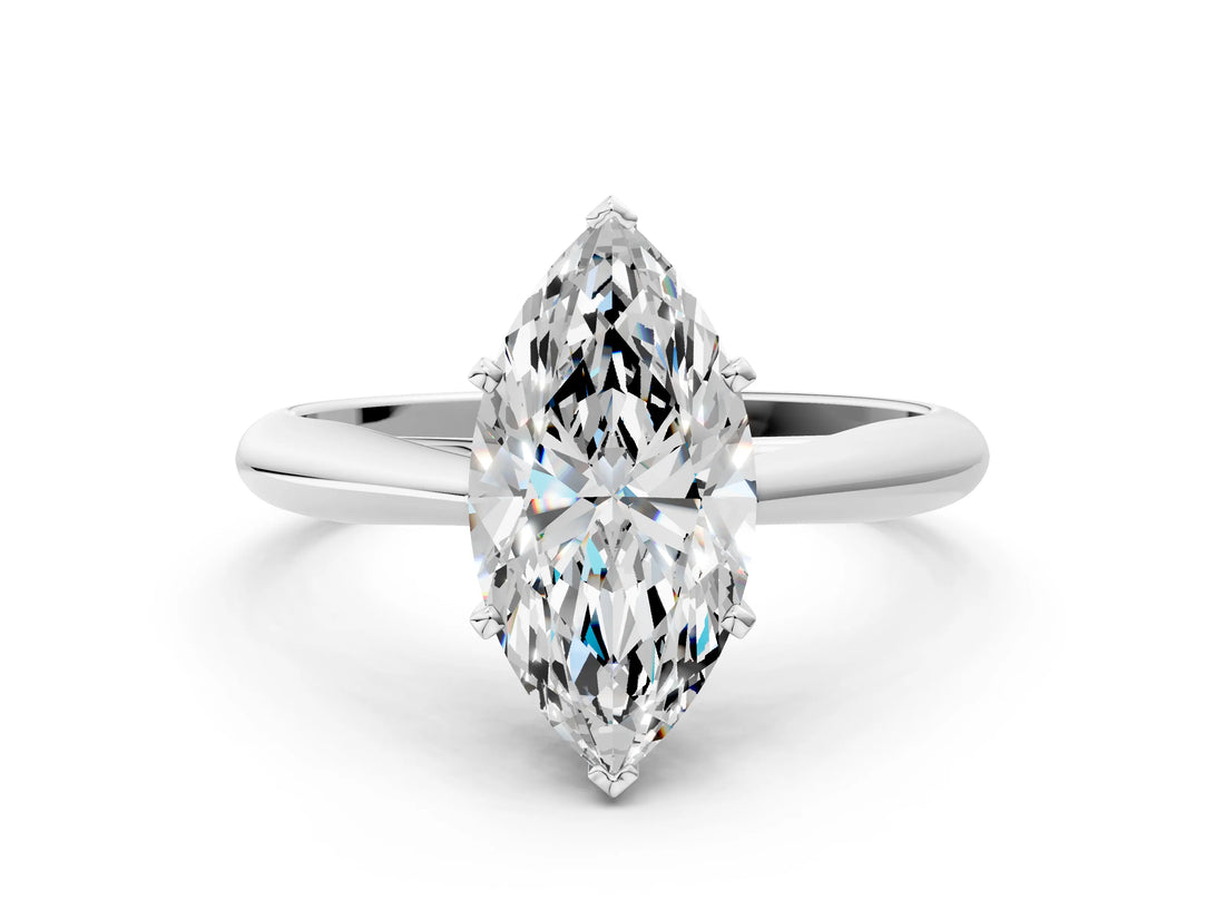White gold Marquise Cut Diamond Solitaire Engagement Ring with Cathedral Setting and Four-Prong Mount_62