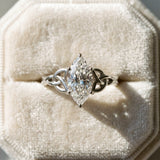 White gold Marquise Cut Diamond Solitaire Engagement Ring with Celtic Knot Band and Four-Prong Setting_111
