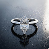 White gold Marquise Cut Diamond Solitaire Engagement Ring with Classic Band and Four-Prong Setting_185