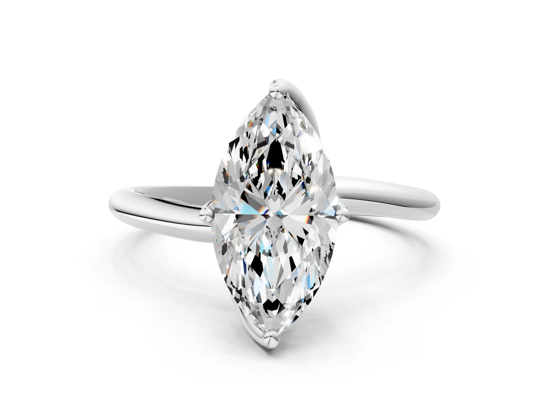 White gold Marquise Cut Diamond Solitaire Engagement Ring with Four-Prong Setting and Classic Band_20
