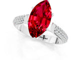 White gold Marquise Cut Diamond Solitaire Engagement Ring with Pavé Band and Four-Prong Setting_1