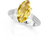 White gold Marquise Cut Diamond Solitaire Engagement Ring with Pavé Band and Four-Prong Setting_1