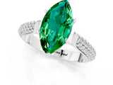 White gold Marquise Cut Diamond Solitaire Engagement Ring with Pavé Band and Four-Prong Setting_1