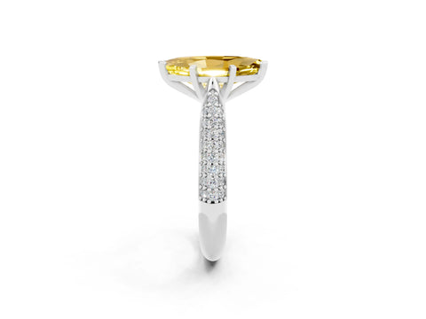 White gold Marquise Cut Diamond Solitaire Engagement Ring with Pavé Band and Four-Prong Setting_2