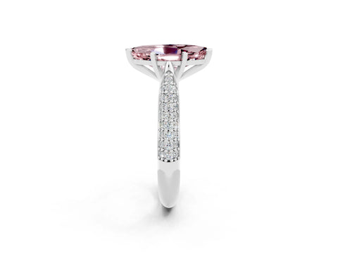 White gold Marquise Cut Diamond Solitaire Engagement Ring with Pavé Band and Four-Prong Setting_2