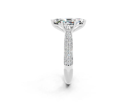 White gold Marquise Cut Diamond Solitaire Engagement Ring with Pavé Band and Four-Prong Setting_2