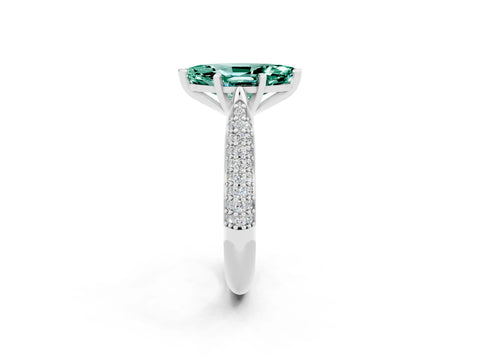 White gold Marquise Cut Diamond Solitaire Engagement Ring with Pavé Band and Four-Prong Setting_2