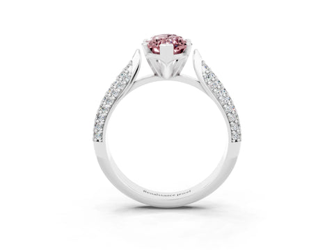 White gold Marquise Cut Diamond Solitaire Engagement Ring with Pavé Band and Four-Prong Setting_3