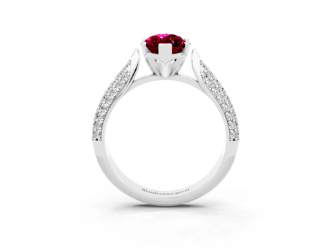 White gold Marquise Cut Diamond Solitaire Engagement Ring with Pavé Band and Four-Prong Setting_3