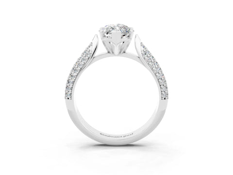 White gold Marquise Cut Diamond Solitaire Engagement Ring with Pavé Band and Four-Prong Setting_3