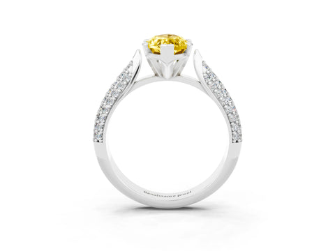 White gold Marquise Cut Diamond Solitaire Engagement Ring with Pavé Band and Four-Prong Setting_3
