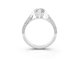 White gold Marquise Cut Diamond Solitaire Engagement Ring with Pavé Band and Four-Prong Setting_3