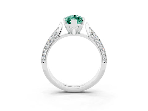 White gold Marquise Cut Diamond Solitaire Engagement Ring with Pavé Band and Four-Prong Setting_3