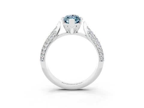 White gold Marquise Cut Diamond Solitaire Engagement Ring with Pavé Band and Four-Prong Setting_3