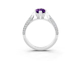 White gold Marquise Cut Diamond Solitaire Engagement Ring with Pavé Band and Four-Prong Setting_3