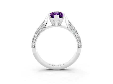 White gold Marquise Cut Diamond Solitaire Engagement Ring with Pavé Band and Four-Prong Setting_3