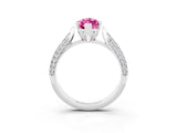 White gold Marquise Cut Diamond Solitaire Engagement Ring with Pavé Band and Four-Prong Setting_3
