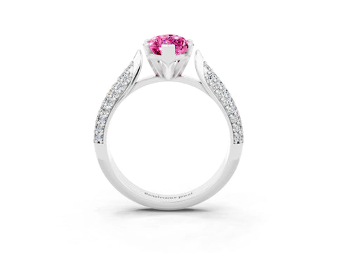 White gold Marquise Cut Diamond Solitaire Engagement Ring with Pavé Band and Four-Prong Setting_3