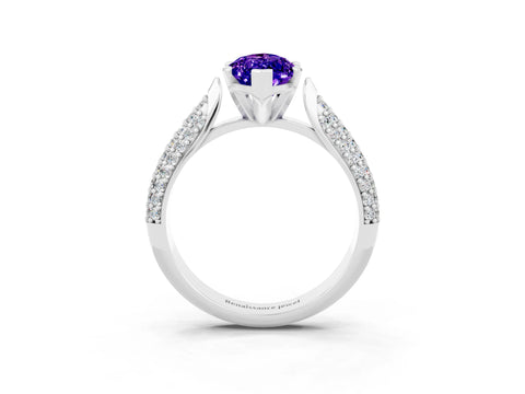 White gold Marquise Cut Diamond Solitaire Engagement Ring with Pavé Band and Four-Prong Setting_3