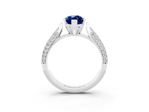 White gold Marquise Cut Diamond Solitaire Engagement Ring with Pavé Band and Four-Prong Setting_3