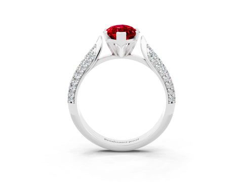 White gold Marquise Cut Diamond Solitaire Engagement Ring with Pavé Band and Four-Prong Setting_3