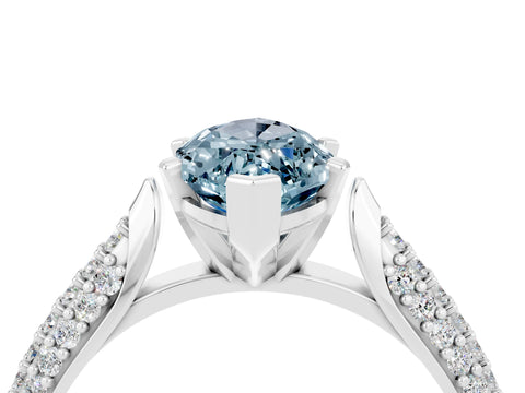 White gold Marquise Cut Diamond Solitaire Engagement Ring with Pavé Band and Four-Prong Setting_4