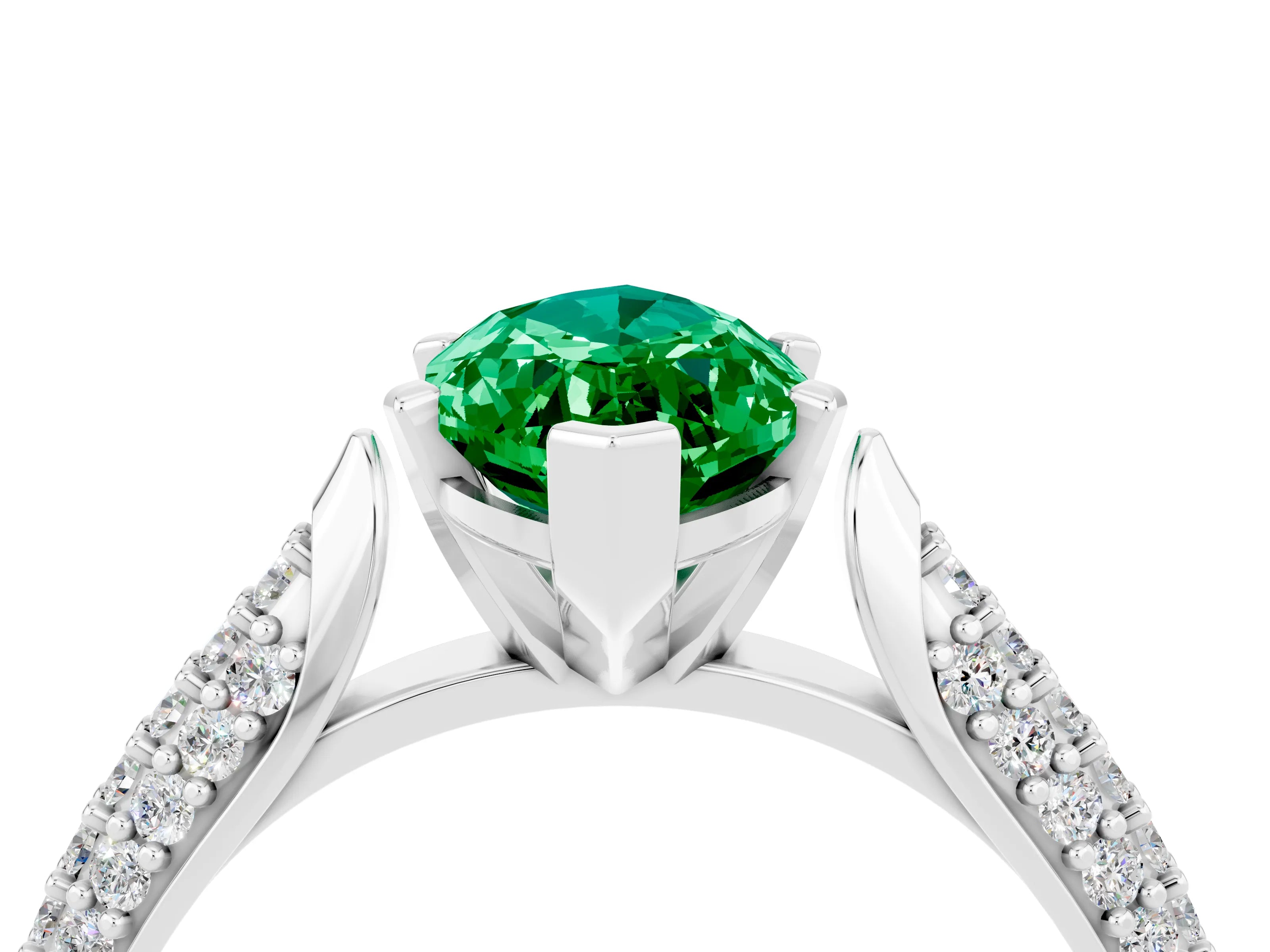 White gold Marquise Cut Diamond Solitaire Engagement Ring with Pavé Band and Four-Prong Setting_4