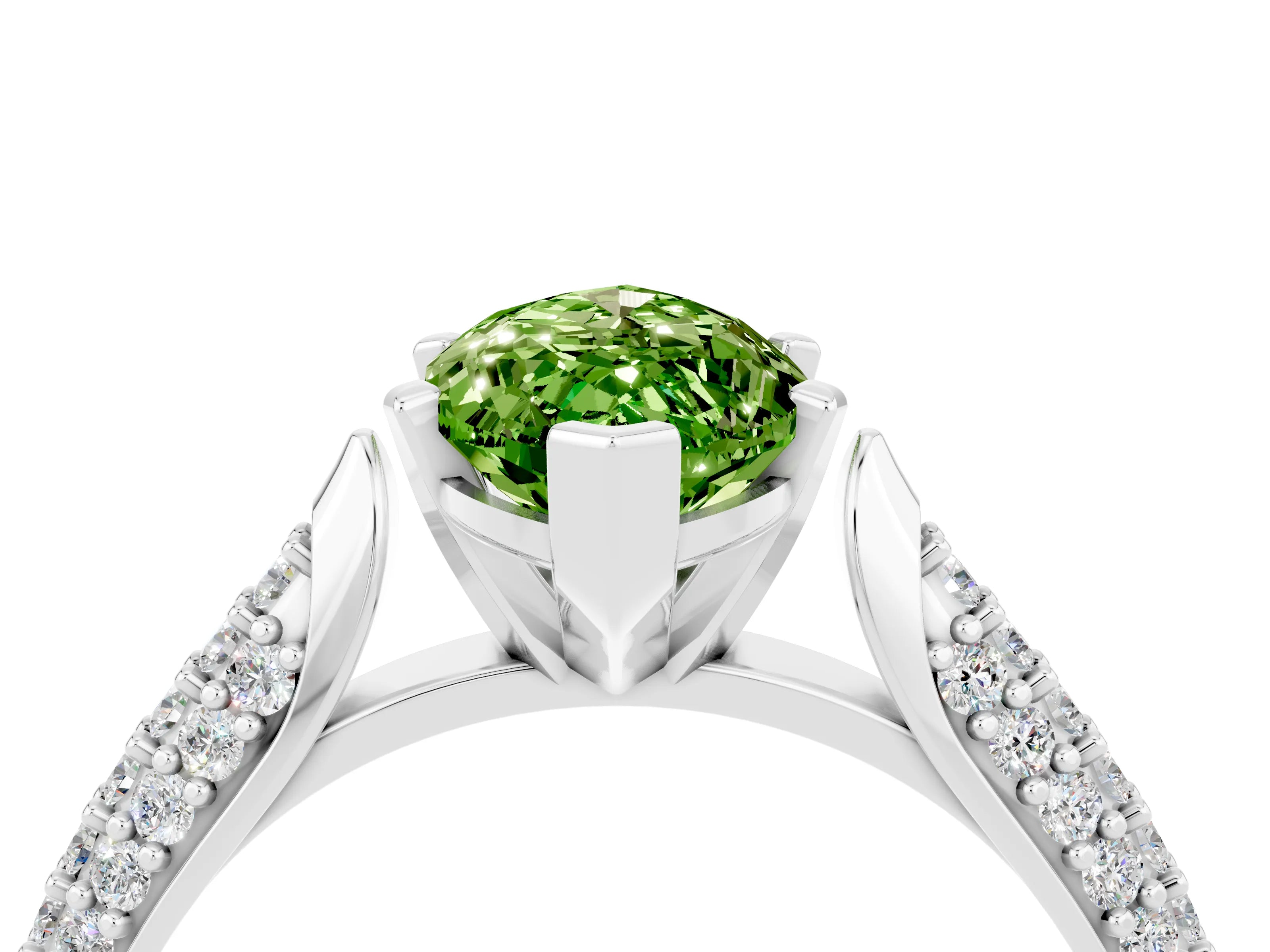 White gold Marquise Cut Diamond Solitaire Engagement Ring with Pavé Band and Four-Prong Setting_4
