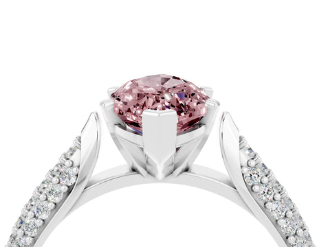 White gold Marquise Cut Diamond Solitaire Engagement Ring with Pavé Band and Four-Prong Setting_4