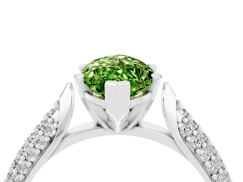 White gold Marquise Cut Diamond Solitaire Engagement Ring with Pavé Band and Four-Prong Setting_4