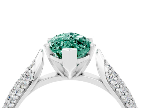 White gold Marquise Cut Diamond Solitaire Engagement Ring with Pavé Band and Four-Prong Setting_4