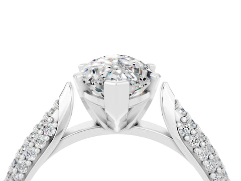 White gold Marquise Cut Diamond Solitaire Engagement Ring with Pavé Band and Four-Prong Setting_4