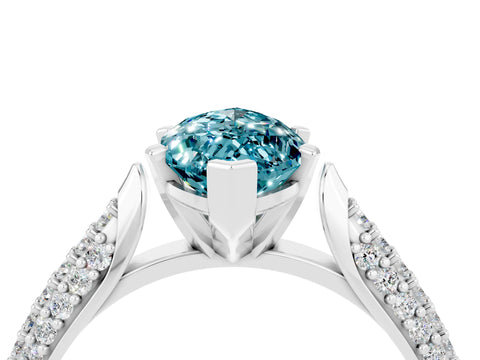 White gold Marquise Cut Diamond Solitaire Engagement Ring with Pavé Band and Four-Prong Setting_4