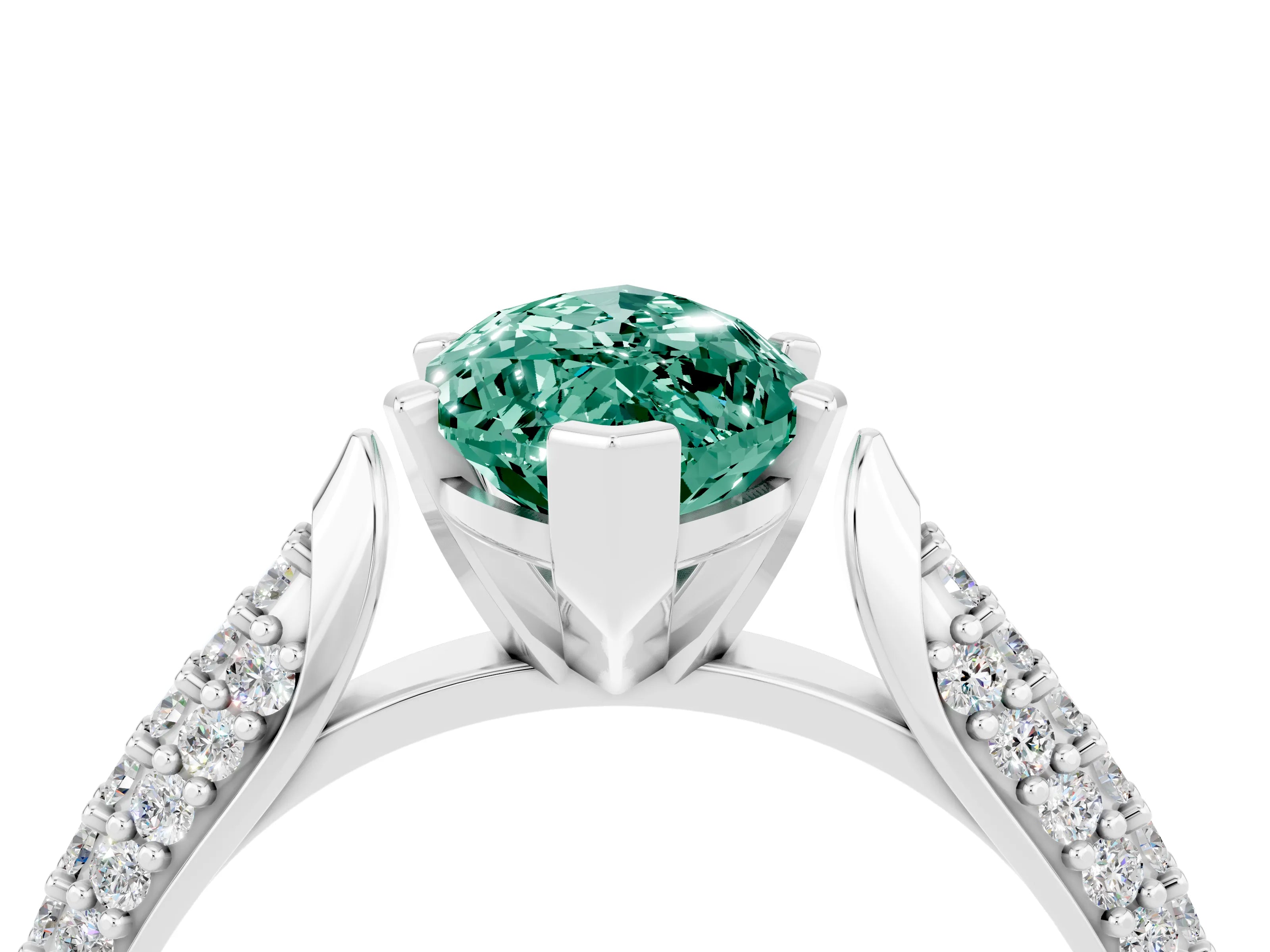 White gold Marquise Cut Diamond Solitaire Engagement Ring with Pavé Band and Four-Prong Setting_4