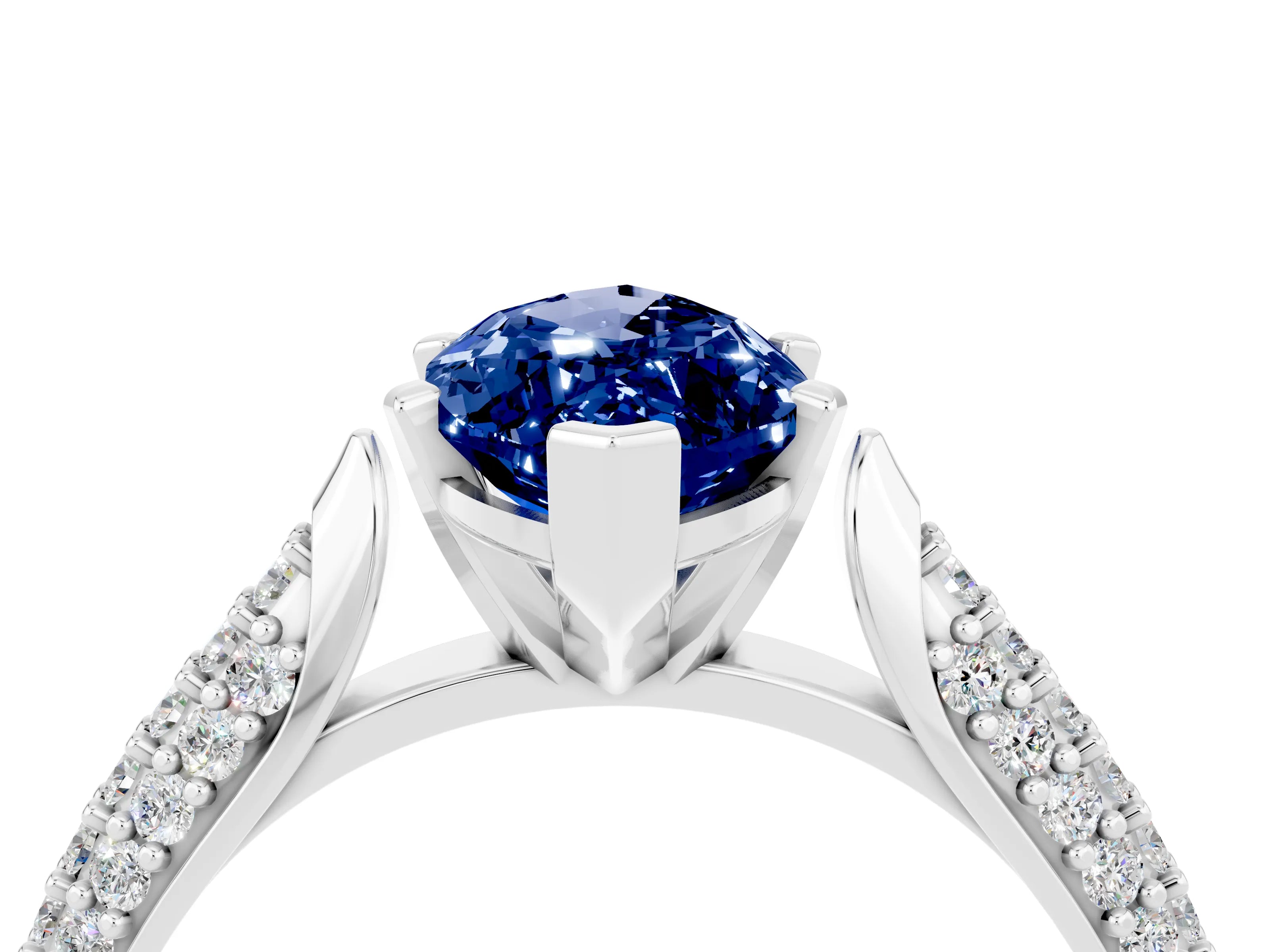 White gold Marquise Cut Diamond Solitaire Engagement Ring with Pavé Band and Four-Prong Setting_4