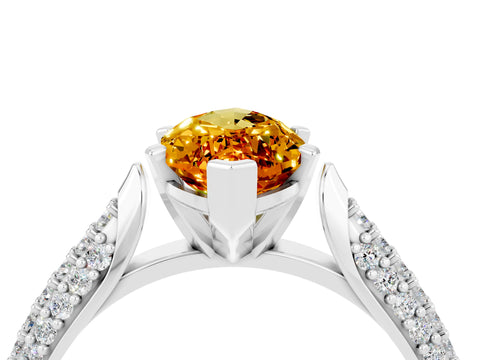 White gold Marquise Cut Diamond Solitaire Engagement Ring with Pavé Band and Four-Prong Setting_4
