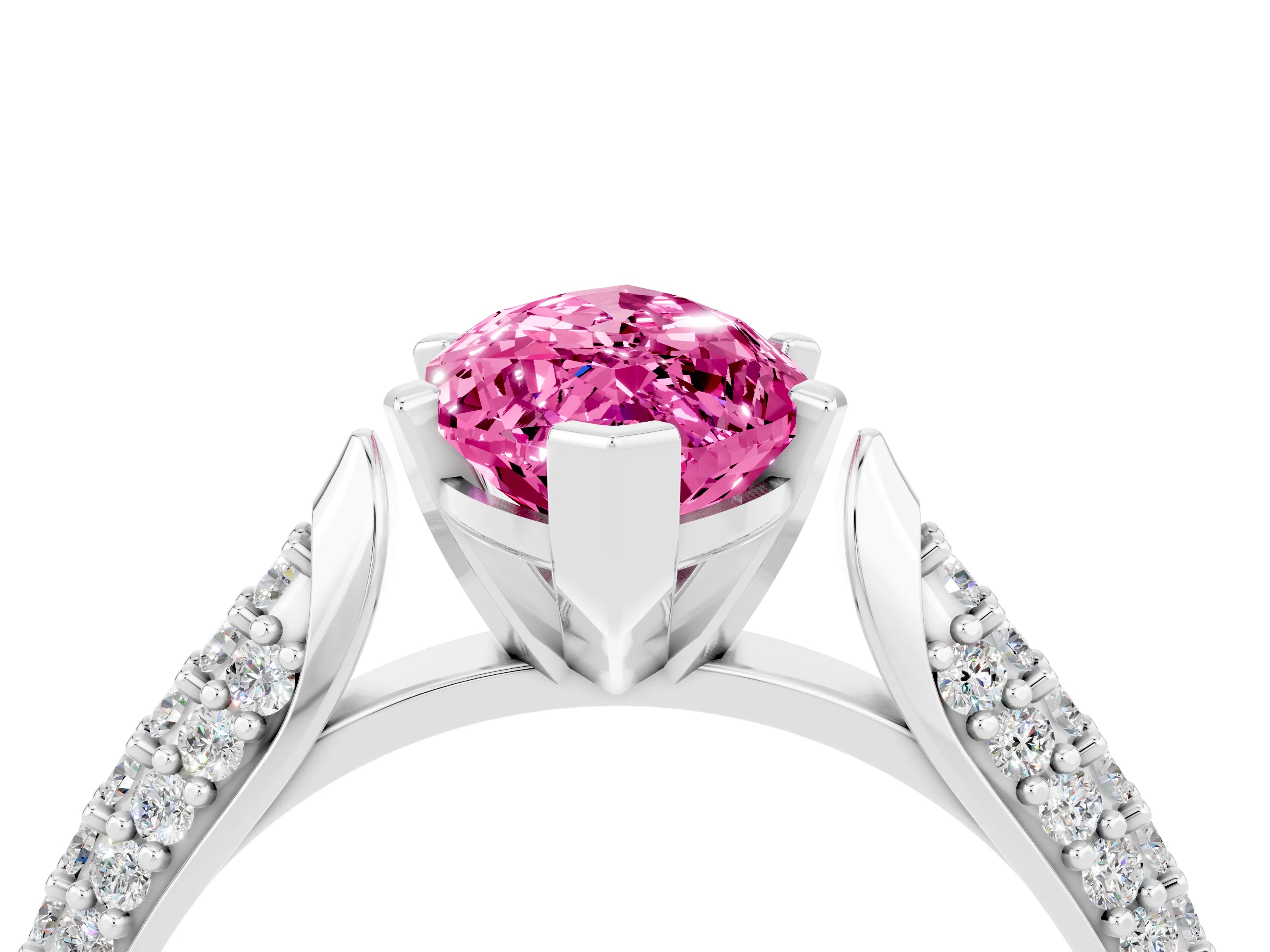 White gold Marquise Cut Diamond Solitaire Engagement Ring with Pavé Band and Four-Prong Setting_4