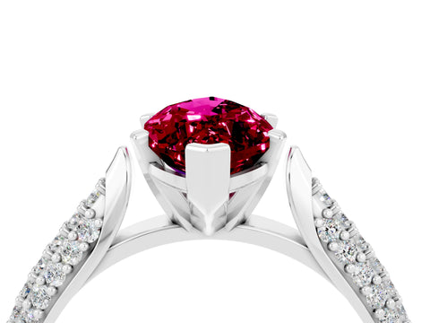 White gold Marquise Cut Diamond Solitaire Engagement Ring with Pavé Band and Four-Prong Setting_4